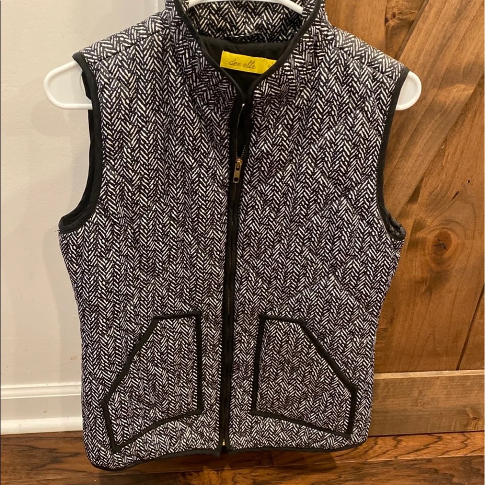 Black and White Herringbone Vest
